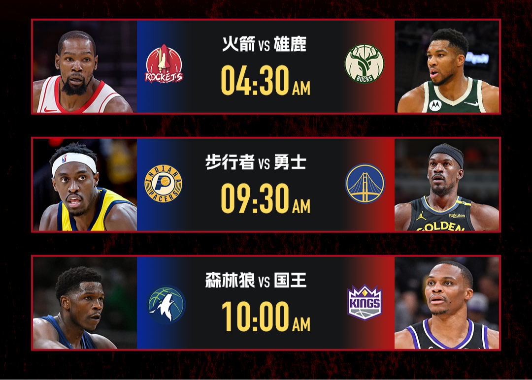 明天NBA焦点战：火箭雄鹿劲旅对决，谁能阻止步行者&勇士？