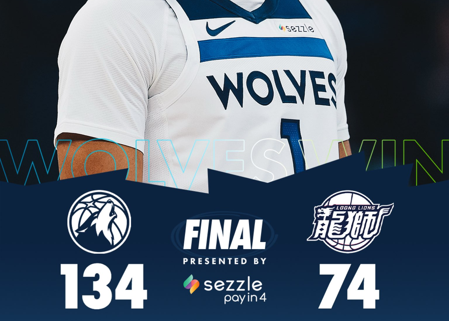 在NBA季前赛中，广州男篮以60分惨败森林狼，创队历史最大分差。