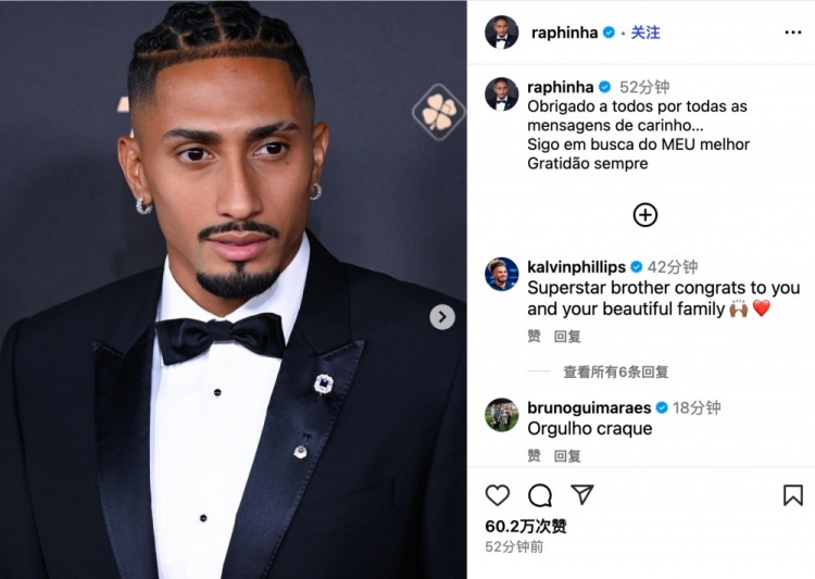 拉菲尼亚INS发布消息：我将继续追求自己的最佳状态，永远心存感激