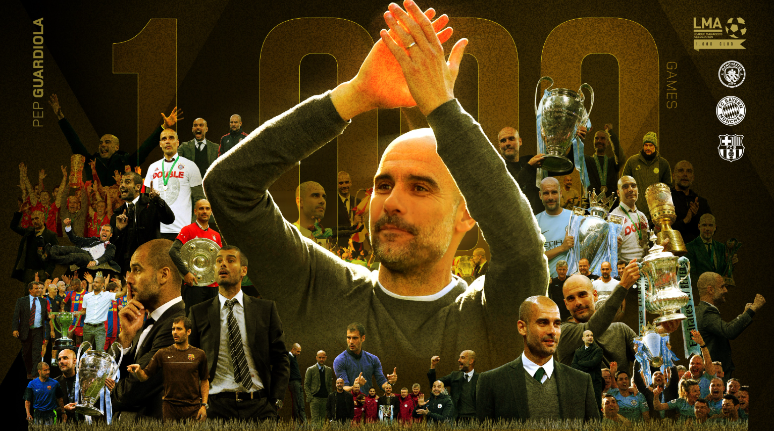 官方：瓜迪奥拉入选英格兰足球联赛教练协会千场比赛名人堂